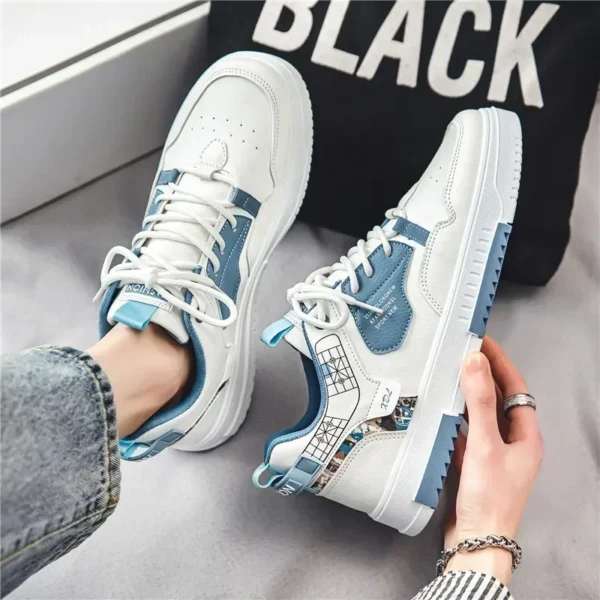 Men's shoes 2024 summer new breathable white shoes men's trendy and versatile thick soled sports board shoes trendy shoes - Gambar 4