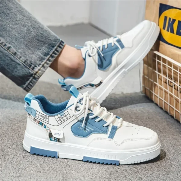 New Men's Shoes Spring and Summer 2024 New Wave Flower Shoes Men's Tide Shoes Men's Leather Sports Casual Breathable Board Shoes - Gambar 4