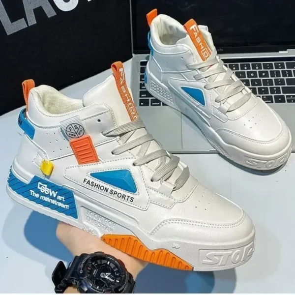 2024 New Men‘s Sneakers Fashion High Top Casual Shoes Light Breathable Running Shoes Lace Up Platform Shoes Zapatillas de Hombre - Gambar 4