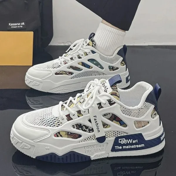 Casual Fashion Leather Sneakers New Skateboard Mens Shoes Outdoor Running Sports shoes Hiking Tennis Platform Luxury footwear - Gambar 2