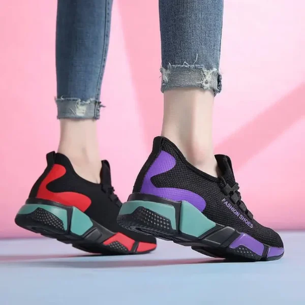 Women's shoes new comfortable women's shoes spring and autumn versatile lace up comfortable lightweight sports shoes - Gambar 3