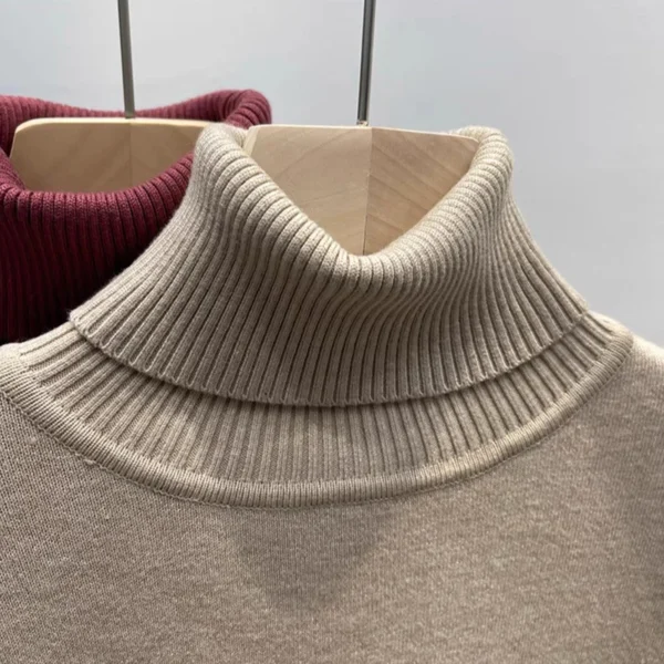 Thicken Velvet Turtleneck Sweater Women Korean Fashion Lined Warm Sueter Knitted Pullover Slim Top Winter Jersey Knitwear Jumper - Gambar 4
