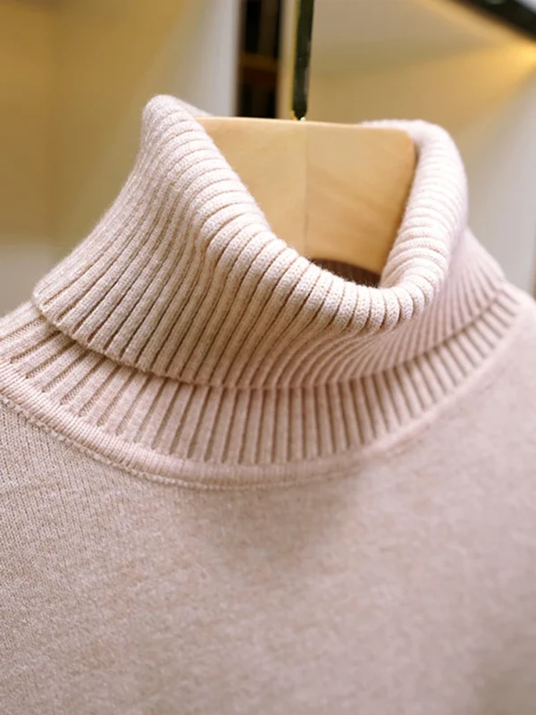 Sweater For Women Winter Thicken Turtleneck Slim Knit Pullover New Warm Plush Velvet Lined Knitwear Jumper Tops Casual Poleras - Gambar 3