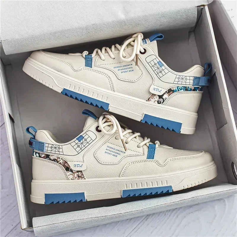 New Men's Shoes Spring and Summer 2024 New Wave Flower Shoes Men's Tide Shoes Men's Leather Sports Casual Breathable Board Shoes